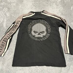 Harley Davidson Shirt Mens Large Willie G. Skull Grey Black Graphic Y2K Vintage